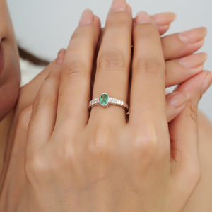 Hot Selling 925 Sterling <b>Silver</b> Single Stone Natural <b>Emerald</b> & Diamond Fine <b>Ring</b> Jewelry For Women May Birthstone Daily Wear - Product Image 2