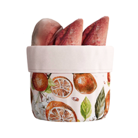 Grand panier de rangement en lin et coton blanc 100% panier à pain rond imprimé jetable pour la cuisine