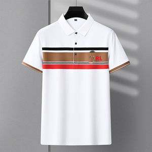 Polo de algodón para hombre con diseño de bloques de color y rayas, tejido piqué, para uso casual de negocios y golf. OEM/ODM disponible en todas las tallas. - Product Image 5