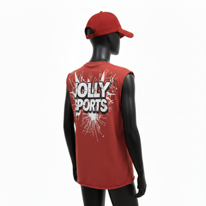 Débardeur Sportif Femme en Coton Épais Rouge Style Urbain avec Logo Graphique – T-shirt Sans Manches en Coton pour Femme - Product Image 5