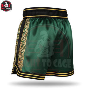 กางเกงชกมวยสีเขียวเมทัลลิกทอง คุณภาพพรีเมียม ผลิตจากโพลีเอสเตอร์ระบายอากาศได้ดี รับผลิตแบบ OEM/ODM พร้อมบริการสกรีนโลโก้ สำหรับมืออาชีพ - Product Image 5