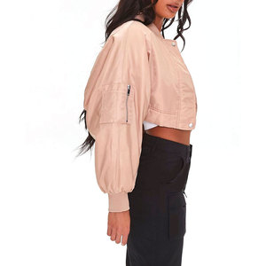 Chaqueta Corta OEM Personalizada para Mujer, con Cremallera, Larga o Corta, para Otoño, Exterior, Cortavientos, con Patrón Sólido y Cuello Alto, Acabado de Calidad - Product Image 3