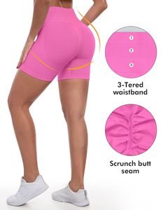Shorts For Women Workout Gym Biker Shorts High Waisted Tummy Control Butt Lifting Running Sports Yoga <b>Booty</b> Scrunch Butt Shorts - Product Image 5