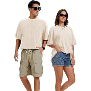 Camiseta Unisex Extra Grande de Algodón, Color Sólido, Cuello Redondo, Manga Corta, Informal, Transpirable, Ajuste Jersey - Product Image 3