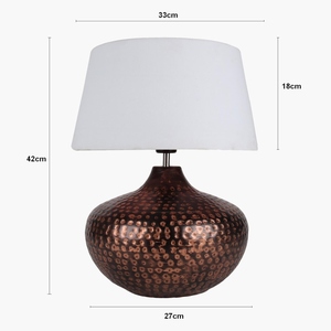 Modern design <b>Rustic</b> Hammered Copper Table Lamp Modern Bedside Nightstand Light White Fabric Shade Vintage Metal <b>Desk</b> Lamp - Product Image 3