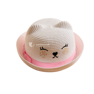 Sombrero de Paja para Niños, Sombrero de Sol de Verano con Lazo, Sombrero de Playa Ecológico para Niños Pequeños y Niñas - Product Image 1