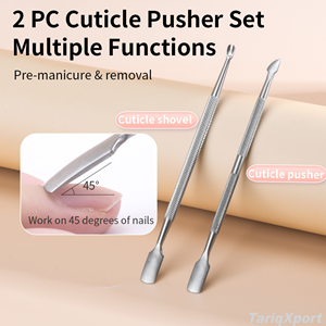 Women's Double-<b>Ended</b> Stainless Steel Cuticle Pusher Set with Non-slip Handle Grip and Square Shape for Nail Polish Art & Remover - Product Image 4