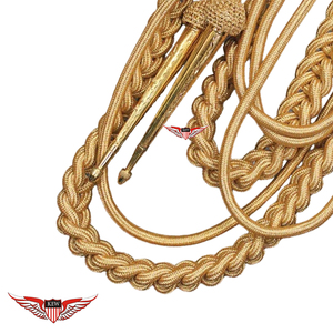 Cordons d'épaule tressés dorés, Aiguillette torsadée avec embout doré - Product Image 3