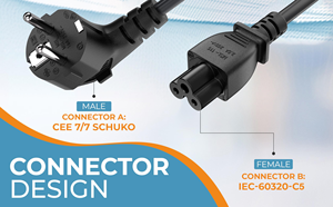 Câble d'<span class=keywords><strong>alimentation</strong></span> pour <span class=keywords><strong>ordinateur</strong></span> portable SYONG EU, 0,5 mm BC, âme en cuivre nu, diamètre extérieur 6,8 mm, cordon d'<span class=keywords><strong>alimentation</strong></span> durable pour ordinateurs portables, projecteurs, moniteurs, 1,5 m, 1,8 m, 2 m - Product Image 6