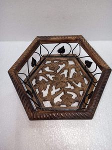Panier à fruits et de rangement en bois et fer forgé fait main pour la décoration de la cuisine et de la maison - Product Image 6