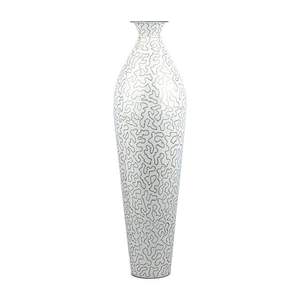 Contemporary Metal Floor Vase White Abstract Pattern Handmade Decorative Vase for Home Office Interior Design - Product Image 1