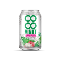 330Ml Kokoswater 100% Kokoswater Met Lychee Sap Groothandel Gratis Monster Private Label Oem Odm Halal Koosjer