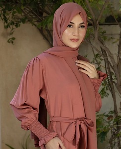 Womens Modest Daily Wear Royal Nida Full Covered Maxi Prayer Wear Saudi Hijab Niqab Front Open <b>Elastic</b> Sleeves Handmade Ramadan - Product Image 1