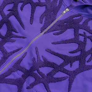 เสื้อฮู้ดซิปผู้ชายสีน้ำเงิน พิมพ์ลายตัวอักษรสีแดง สไตล์สตรีทแวร์ ทรงโอเวอร์ไซส์ ผ้าฝ้ายถัก ใส่ได้ในฤดูใบไม้ร่วง - Product Image 4