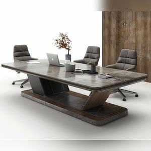 Professional Marble HPL <b>Office</b> Table E1 Plywood Build 2000-4800mm Wide Executive Workspace <b>Large</b> Modular <b>Desk</b> Solution - Product Image 3