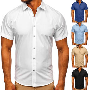 Chemise 100% Coton pour Homme, Couleur Unie, Haute Qualité, Manches Courtes, Vente en Gros, Prix Abordable, Tendance, Décontractée, Formelle, Affaires, Marque - Product Image 1