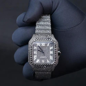 Reloj de Diamantes Cultivados en Laboratorio DEF de Alta Calidad, Diamantes Incoloros, Estilo Hip Hop - Product Image 3