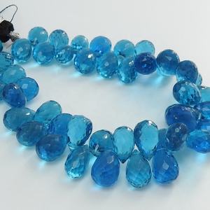 Nouveauté PME GemsBeads Gouttes de verre micro-facettées Tanzanite Quartz Bleu, Fil de 4 pouces, 7x10-8x10 mm environ, pour Boucles d'oreilles et Colliers - Product Image 1