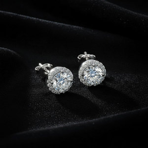 925 <b>Silver</b> Moissanite <b>Stud</b> <b>Earrings</b> Round Brilliant Iced Out Claw <b>Set</b> Ear <b>Studs</b> for Wedding Party Gift - Product Image 3