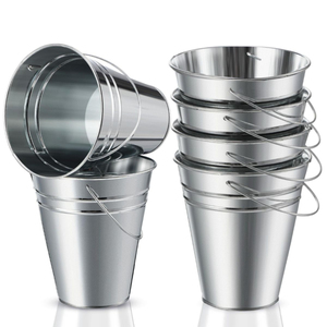 Bulk Galvanized Pails Mini Metal <b>Buckets</b> with Handles Silver <b>Tin</b> Pail for Wedding Party Table Centerpiece Flower Arrangement - Product Image 1
