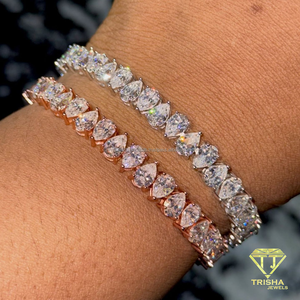 Elegante Pulsera de Tenis con Moissanita en Forma de Lágrima y Piedras Alternadas de Corte Pera, Joyería Unisex de Alta Brillantez - Product Image 4