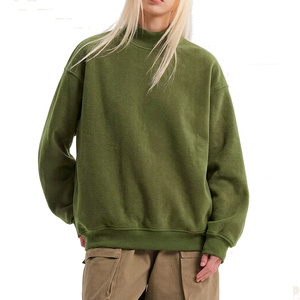 Sweat-shirt personnalisé pour femme à col montant en molleton brossé épais avec impression graphique en relief, coupe ample et finition délavée - Product Image 6