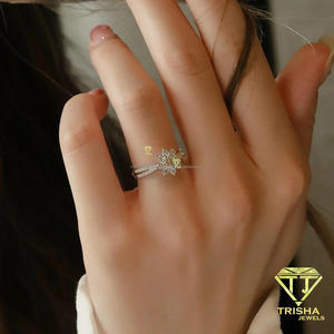 Anillo de compromiso de moissanita de corte redondo con diseño floral, anillo de boda de plata de ley, joyería elegante y brillante, regalo para mujer - Product Image 2