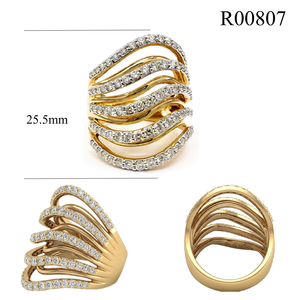 KOK OEM Design 18k Solid Yellow Gold Natural Diamond High Quality Luxury Expensive Classic Cocktail Party Wedding Rings - Product Image 6