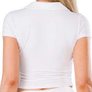 Camiseta Deportiva Corta Blanca para Mujer, para Gimnasio, Fitness, Yoga, Entrenamiento, Ropa Deportiva Transpirable de Alto Rendimiento - Product Image 4