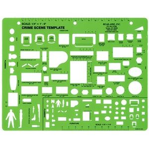 RE-AB-LINE INC Modèle de scène de crime RSC-100 en plastique vert, échelle 1/4"=1'0" avec formes et figures pour l'analyse criminalistique - Product Image 1