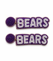 Boucles d'oreilles créoles tendance faites à la main pour femme, de haute qualité, avec perles, thème Baylor Bears SIC EM, bijoux sportifs pour le jour du match TH