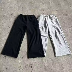 Pantalon large noir pour homme, taille élastique, coton, décontracté, respirant, poches latérales, pour l'automne - Product Image 3