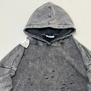 Sweat à capuche oversize déchiré pour homme – Respirant, basique, thermique, qualité supérieure, petit prix - Product Image 4