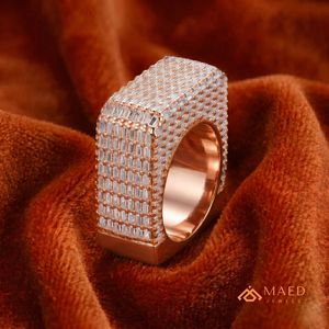 Bague de fiançailles pour homme en argent plaqué or rose avec moissanite, sertie à griffes, style hip-hop, bijoux de mode pour mariage et anniversaire - Product Image 2