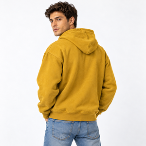 Sweat à capuche zippé en coton épais pour homme, avec poches latérales, épaules tombantes, idéal pour l'entraînement hivernal, marque privée, OEM, sweats à capuche zippés personnalisés avec logo. - Product Image 6