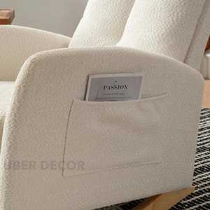 Vayra เก้าอี้โยกเน้นที่มีพนักพิงหลังและที่วางเท้าสูงขาไม้ยางพาราสำหรับห้องนอนหรือพื้นที่ใช้สอย - Product Image 2