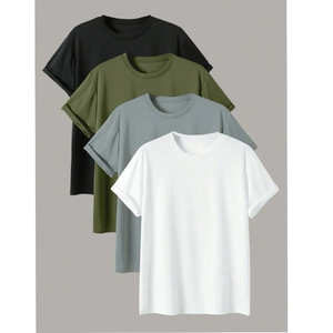 New Casual Blank Solid Front Custom Style Mens <b>Short</b> <b>Sleeve</b> O-Neck Knitted T-Shirts 100% Cotton Quick Dry Breathable Regular Fit - Product Image 2