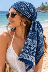 Pareo de Algodón Puro con Estampado Índigo Hecho a Mano, Bufanda Ligera para Playa, Cubrebaño de Alta Calidad, Ropa de Resort, Regalos, Envío Rápido - Product Image 4