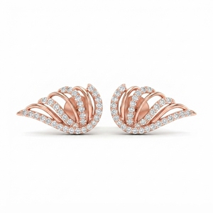 Diamond Clover Stud <b>Earrings</b> 8K Rose Gold 0.36ct IGI Certified Women Classic Engagement Party Wedding Anniversary Gift - Product Image 2