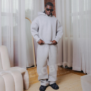 Custom Fleece Hoodie Set Stacked Pants <b>Flare</b> Unisex Wholesale Fleece Hoodie Set Custom Zip up Hoodie with Zip - Product Image 6