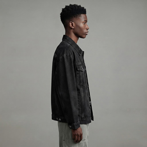 OEM Custom Men's Jean Denim <b>Jacket</b> Faded Effect <b>zip</b> <b>Up</b> Cotton Coat Oversized Vintage Washed Denim <b>Jacket</b> for Men's 2026 - Product Image 6