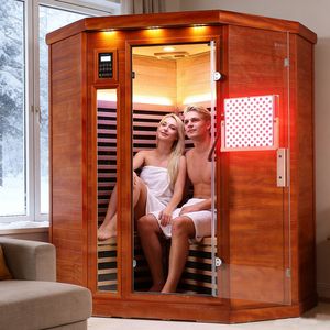 Sauna Angolare a Infrarossi Lontani per Due Persone con Terapia a Luce Rossa a Basso EMF - Categoria Prodotti Sauna - Product Image 1