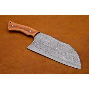 Couteau de chef Burraq OEM artisanal en acier Damas de qualité industrielle, multifonctionnel, motif goutte de pluie, avec étui en cuir, 12 pouces - Product Image 1