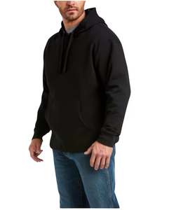 <b>Men's</b> Black Hooded Fleece <b>Pullover</b> Sweatshirt Regular Fit Casual Autumn Streetwear Front Pocket Solid Color Warm Cozy Essential - Product Image 5