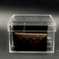 Présentoir en acrylique personnalisable à succès, étagères en plastique, finition brillante transparente, support de vêtements autoportant à un seul niveau