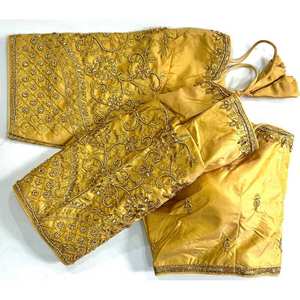 FANCY BANARASI SEDA ZARI HILO MANO CON KHATLI TRABAJO A MANO LISTO PARA LLEVAR BLUSA ORO - Product Image 1