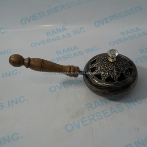 Luxury Iron <b>Incense</b> Burner Antique Style Wooden Handle <b>Incense</b> <b>Holder</b> for Aromatherapy Meditation and Prayer - Product Image 2