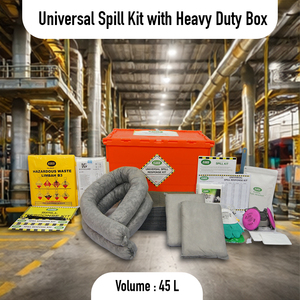 ชุดอุปกรณ์ดูดซับสารเคมีรั่วไหลอเนกประสงค์ 45 ลิตร พร้อมภาชนะสำหรับงานหนัก ชุดรับมือกับการรั่วไหลของน้ำมันและสารเคมี แผ่นดูดซับ ถุงดูดซับ สำหรับควบคุมการรั่วไหลในอุตสาหกรรม - Product Image 2