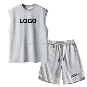 Tenues survêtement ensemble survêtements pour hommes été respirant hommes sans manches gilet et short ensemble 2 pièces Gym survêtements - Product Image 4