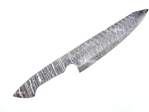 Couteau de Chef de Cuisine Japonais Style Moderne en Acier Damas Forgé à la Main, Manche Intégral, Lame Droite à Pointe Tombante, Personnalisable OEM, Meilleure Vente - Product Image 5